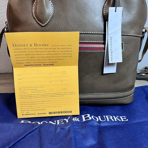 Dooney & Bourke NWT Toscana Elephant Brown Florentine Leather Domed Satchel Bag - Picture 15 of 16